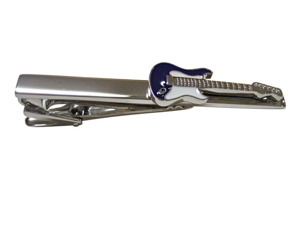 Dark Purple and White Full Guitar Square Tie Clip