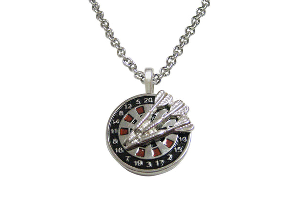 Dart and Dart Board Pendant Necklace