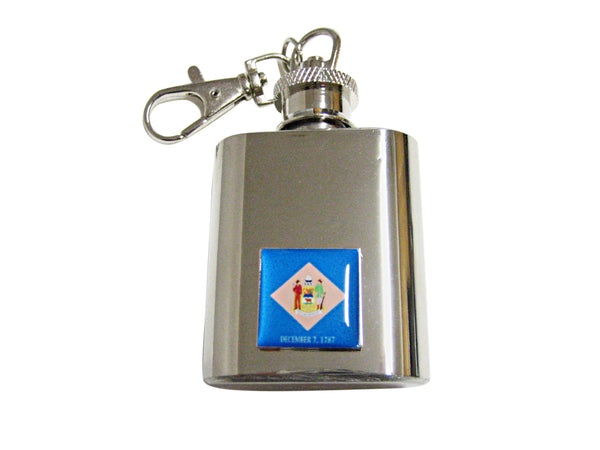 Delaware State Flag Pendant Keychain Flask