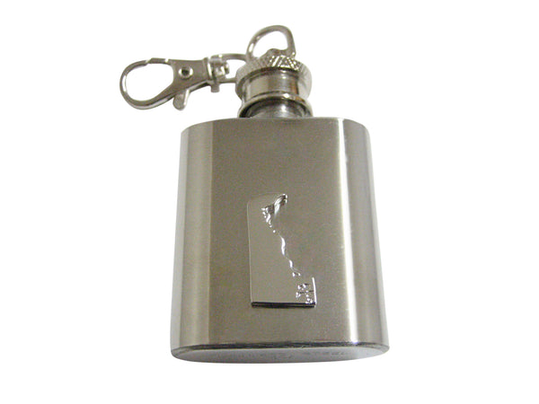 Delaware State Map Shape 1 Oz. Stainless Steel Key Chain Flask