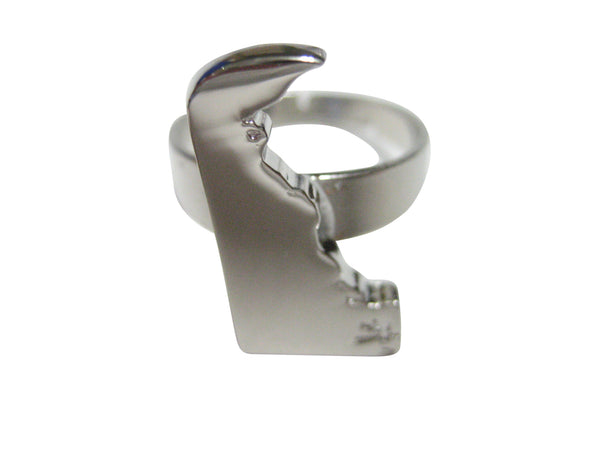 Delaware State Map Shape Adjustable Size Fashion Ring