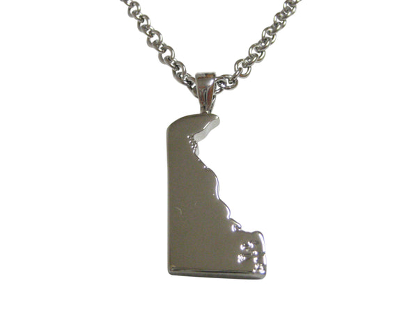Delaware State Map Shape Pendant Necklace