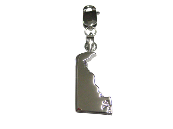 Delaware State Map Shape Pendant Zipper Pull Charm