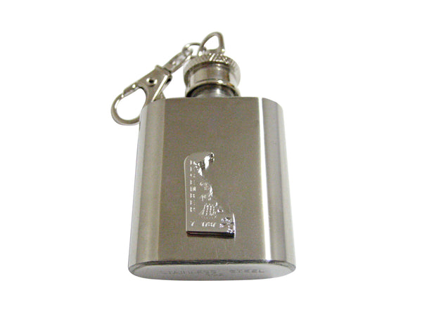 Delaware State Map Shape and Flag Design 1 Oz. Stainless Steel Key Chain Flask