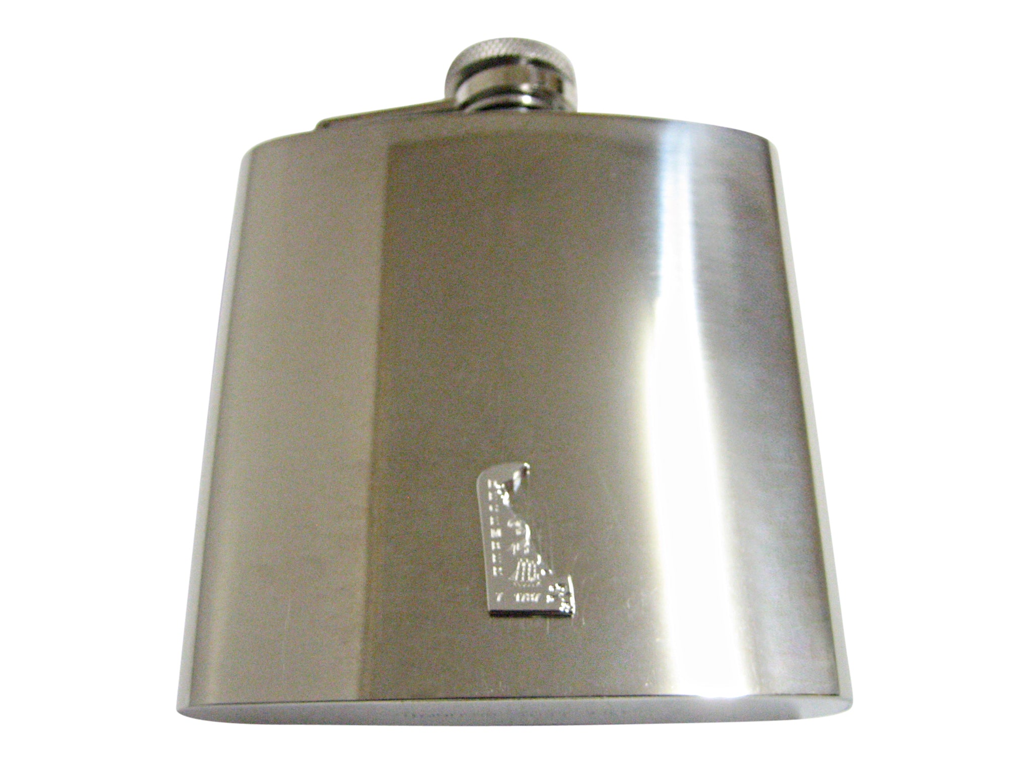 Delaware State Map Shape and Flag Design 6oz Flask