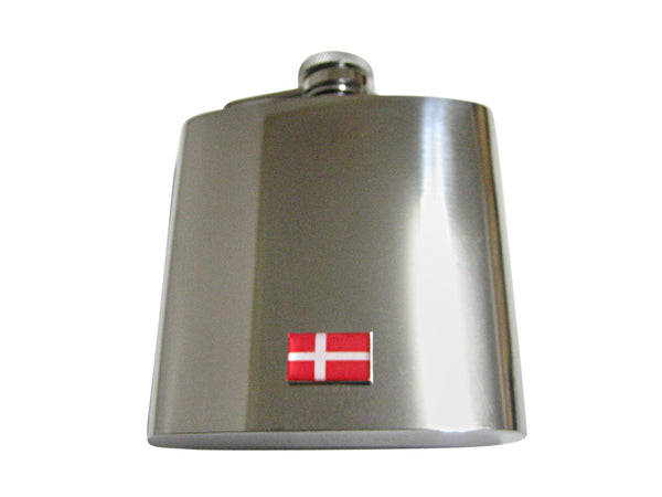 Denmark Flag Pendant 6 Oz. Stainless Steel Flask