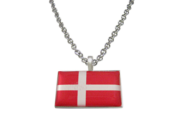 Denmark Flag Pendant Necklace