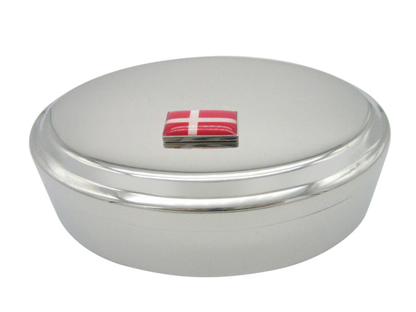 Denmark Flag Pendant Oval Trinket Jewelry Box