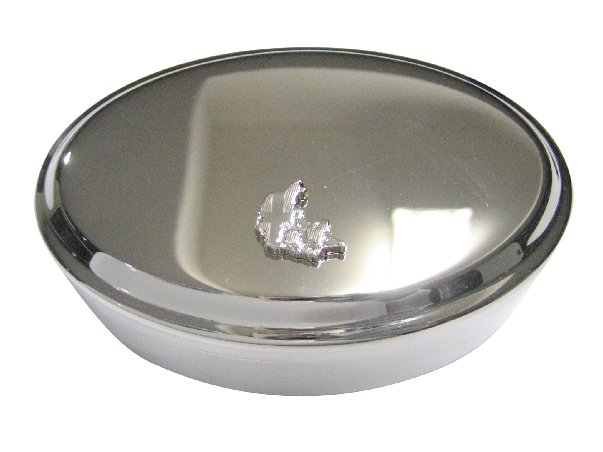 Denmark Map Shape and Flag Design Oval Trinket Jewelry Box