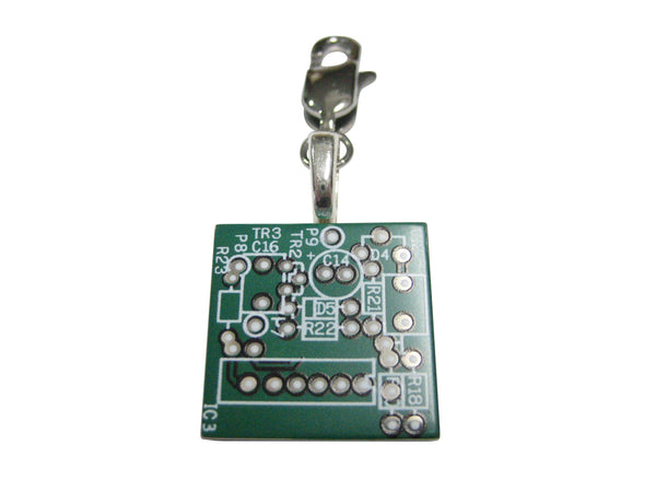 Detailed Computer Circuit Board Design Pendant Zipper Pull Charm