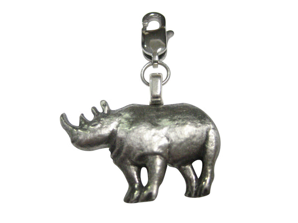 Detailed Rhino Pendant Zipper Pull Charm