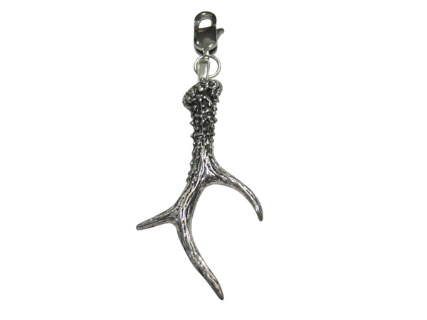 Detailed Single Deer Antler Pendant Zipper Pull Charm