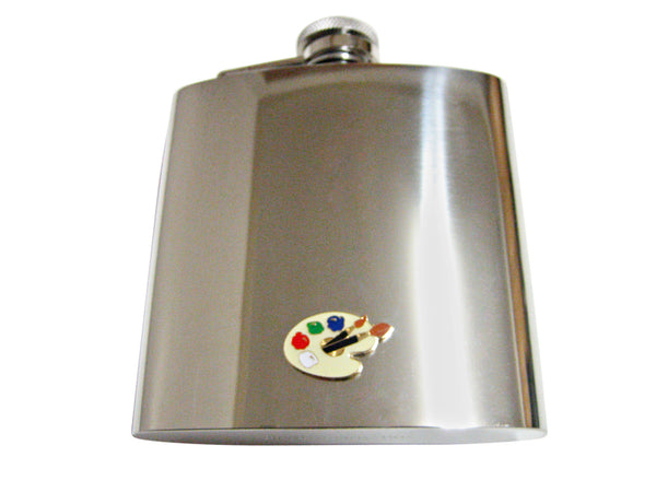 Detailed Art Palette 6 Oz. Stainless Steel Flask