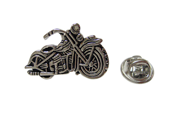 Detailed Black and Silver Toned Motorcycle Lapel Pin