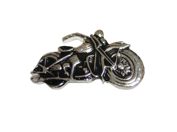 Detailed Black and Silver Toned Motorcycle Magnet
