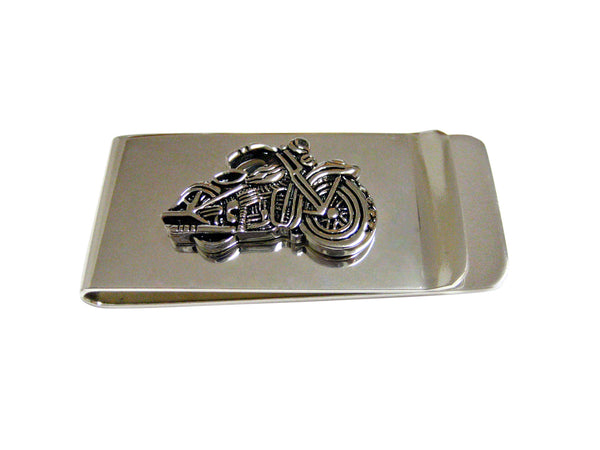 Detailed Black and Silver Toned Motorcycle Money Clip