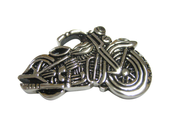 Detailed Black and Silver Toned Motorcycle Pendant Magnet