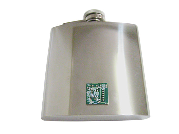 Detailed Computer Circuit Design 6 Oz. Stainless Steel Flask