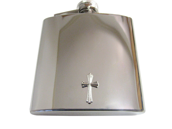 6 Oz. Stainless Steel Flask with Textured Cross Pendant