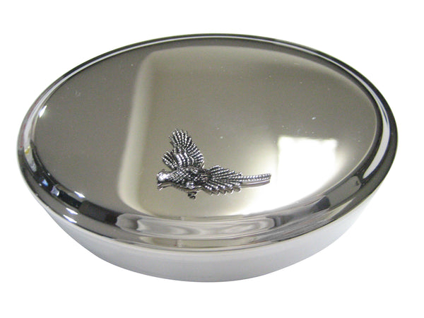 Detailed Flying Pheasant Bird Oval Trinket Jewelry Box
