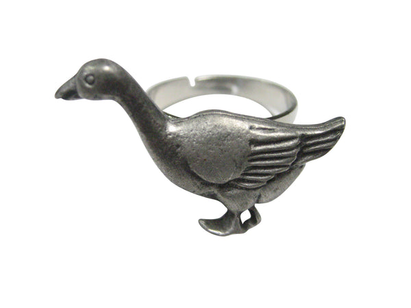 Detailed Goose Bird Adjustable Size Fashion Ring