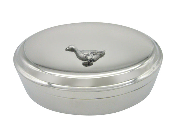 Detailed Goose Bird Pendant Oval Trinket Jewelry Box