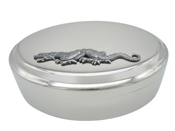 Detailed Long Dragon Pendant Oval Trinket Jewelry Box