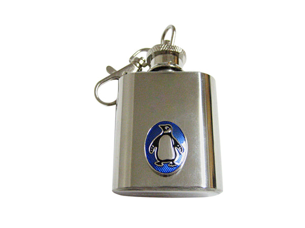 Detailed Penguin Bird 1 Oz. Stainless Steel Key Chain Flask