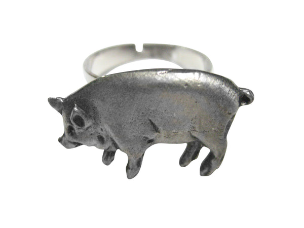 Detailed Pig Adjustable Size Fashion Ring