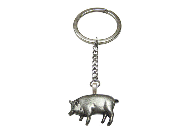 Detailed Pig Pendant Keychain