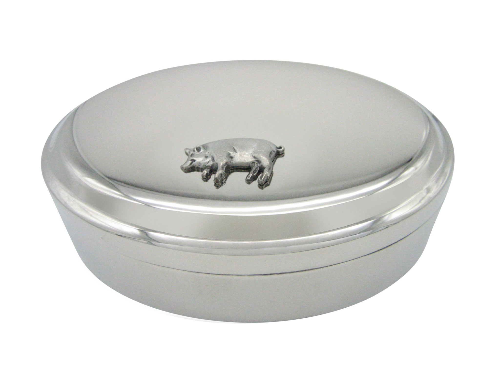 Detailed Pig Pendant Oval Trinket Jewelry Box