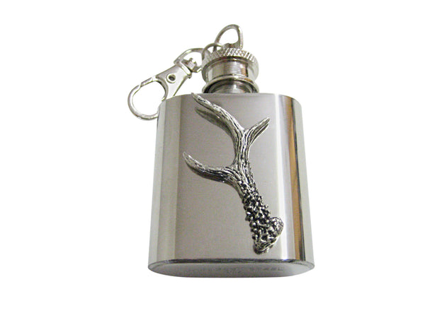 Detailed Single Deer Antler 1 Oz. Stainless Steel Key Chain Flask