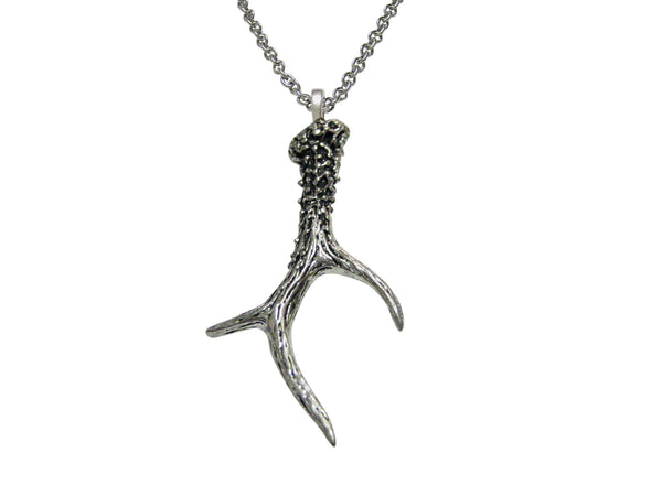 Detailed Single Deer Antler Pendant Necklace