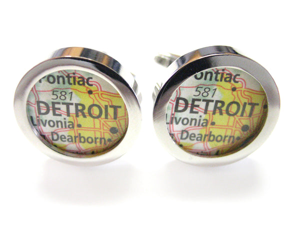 Detroit Michigan Map Cufflinks