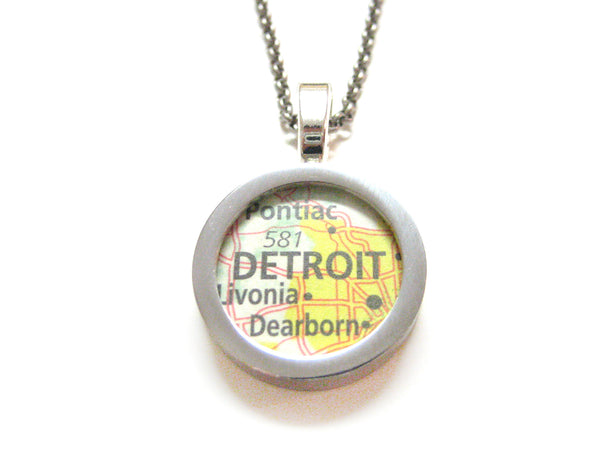 Detroit Michigan Map Pendant Necklace