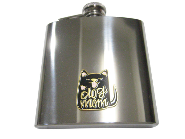 Dog Mom Black Dog 6oz Flask