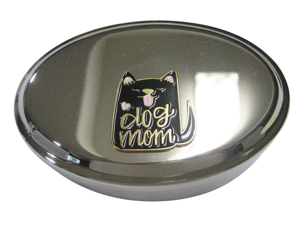 Dog Mom Black Dog Oval Trinket Jewelry Box