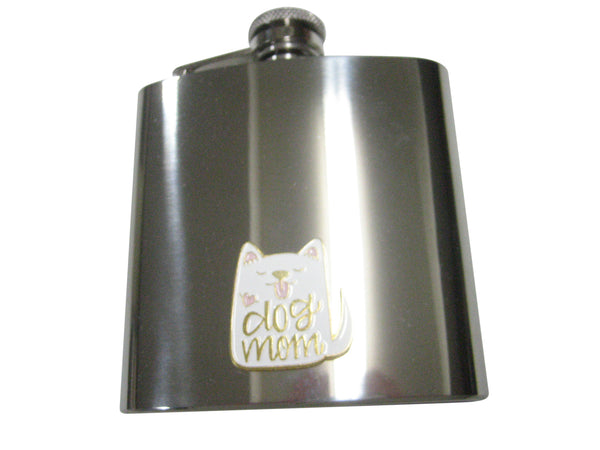 Dog Mom White Dog 6oz Flask