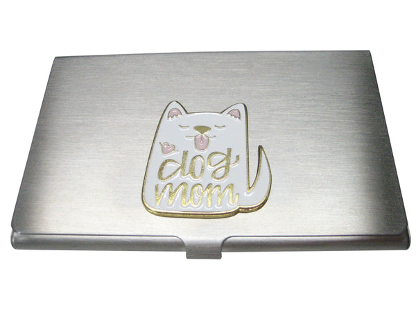 Dog Mom White Dog Business Card Holder