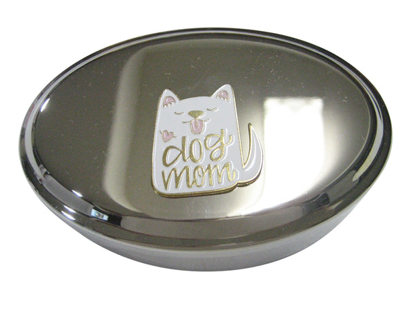 Dog Mom White Dog Oval Trinket Jewelry Box