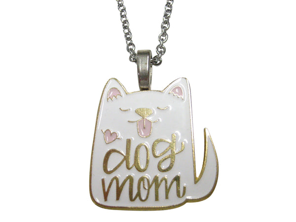 Dog Mom White Dog Pendant Necklace