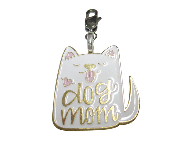 Dog Mom White Dog Pendant Zipper Pull Charm