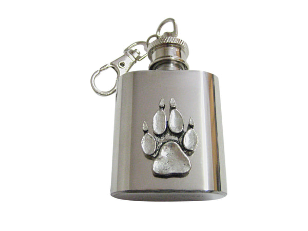 Dog Animal Paw 1 Oz. Stainless Steel Key Chain Flask