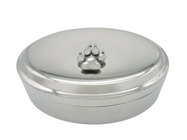 Dog Animal Paw Track Pendant Oval Trinket Jewelry Box