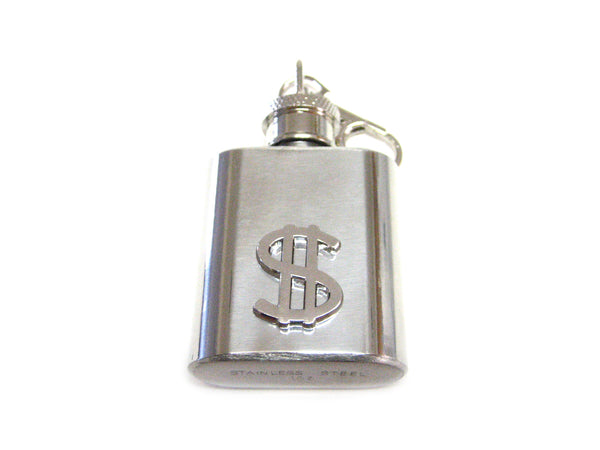 1 Oz. Stainless Steel Key Chain Flask with Dollar Sign Pendant