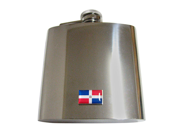 Dominican Republic Flag Pendant 6 Oz. Stainless Steel Flask