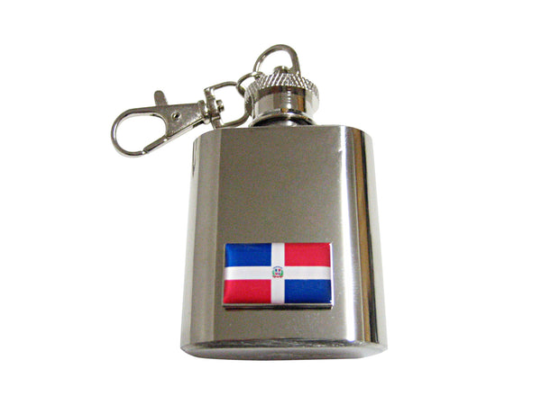 Dominican Republic Flag Pendant 1 Oz. Stainless Steel Key Chain Flask