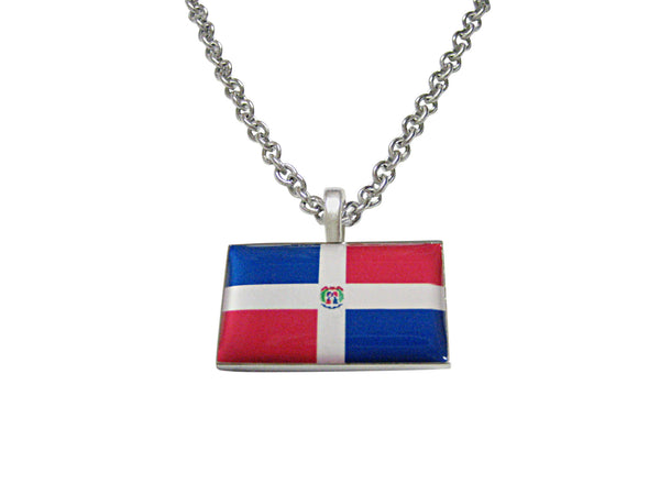 Dominican Republic Flag Pendant Necklace