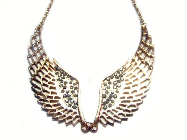 Double Winged Jeweled Pendant Necklace