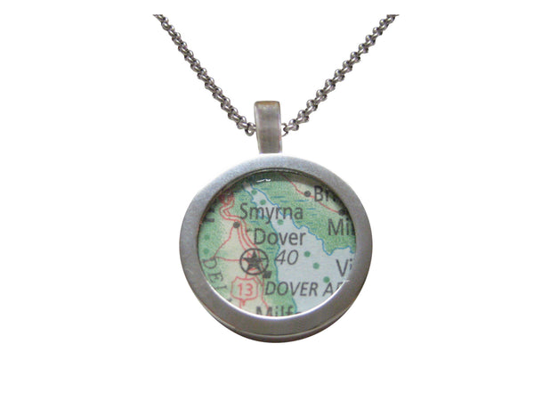 Dover Delaware Map Pendant Necklace